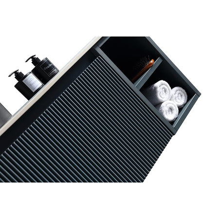 Tailored Bathrooms Flauto Wall Hung 800mm Vanity with Side Storage & Left Hand Sintered Stone Counter Top (1 size, 4 colours) - Brand New Bathrooms