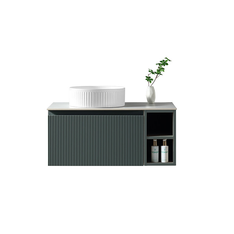 Tailored Bathrooms Flauto Wall Hung 800mm Vanity with Side Storage & Left Hand Sintered Stone Counter Top (1 size, 4 colours) - Brand New Bathrooms