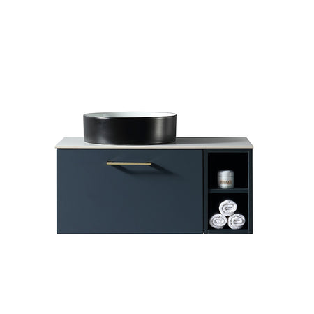 Tailored Bathrooms Piatta Wall Hung 800mm Vanity Unit with Side Storage & Left Hand Sintered Stone Counter Top (1 size, 4 colours) - Brand New Bathrooms
