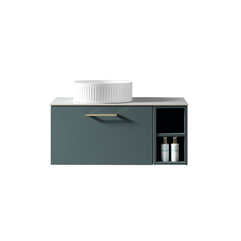 Tailored Bathrooms Piatta Wall Hung 800mm Vanity Unit with Side Storage & Left Hand Sintered Stone Counter Top (1 size, 4 colours) - Brand New Bathrooms