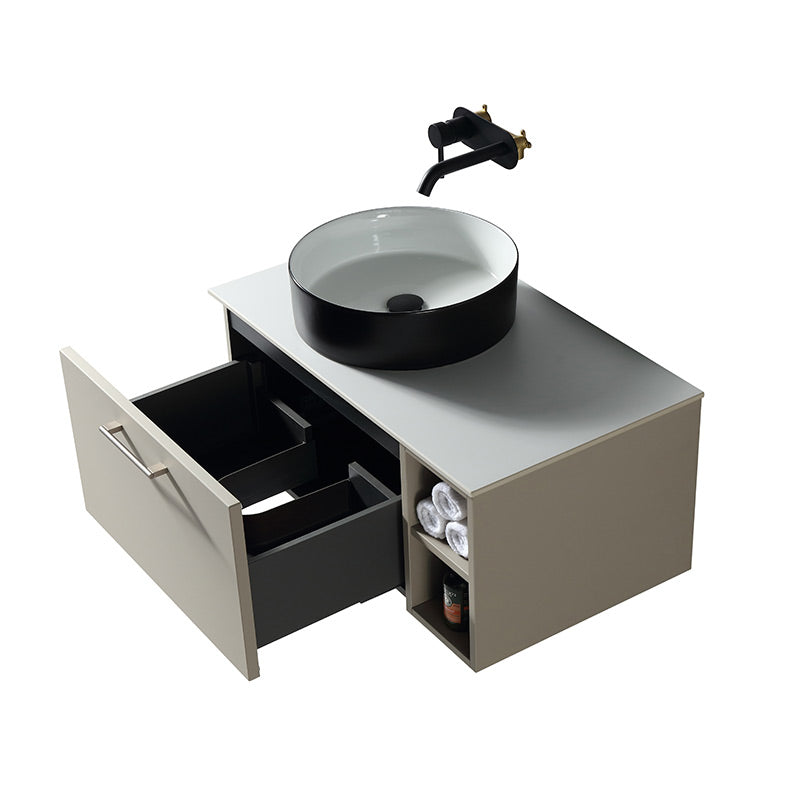 Tailored Bathrooms Piatta Wall Hung 800mm Vanity Unit with Side Storage & Left Hand Sintered Stone Counter Top (1 size, 4 colours) - Brand New Bathrooms