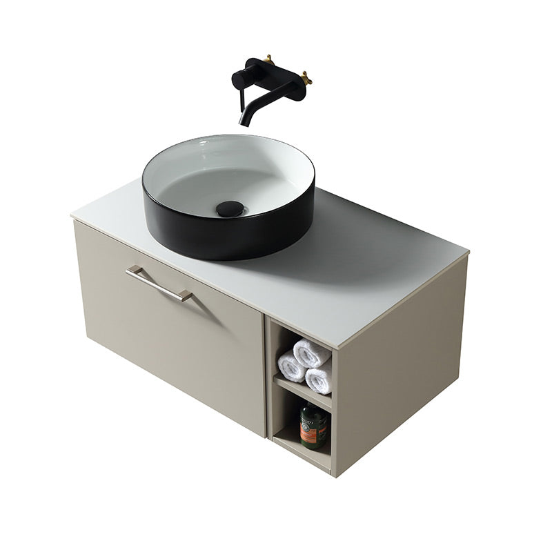 Tailored Bathrooms Piatta Wall Hung 800mm Vanity Unit with Side Storage & Left Hand Sintered Stone Counter Top (1 size, 4 colours) - Brand New Bathrooms