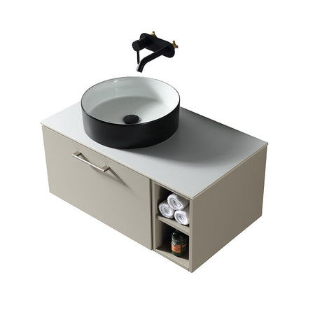 Tailored Bathrooms Piatta Wall Hung 800mm Vanity Unit with Side Storage & Left Hand Sintered Stone Counter Top (1 size, 4 colours) - Brand New Bathrooms