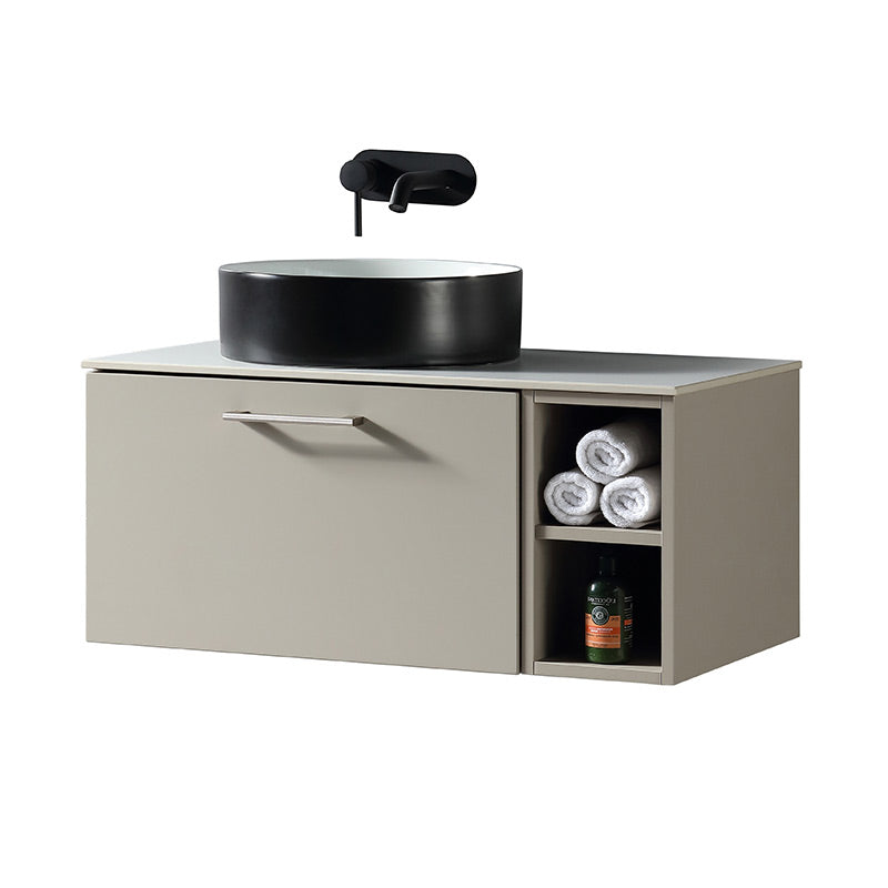 Tailored Bathrooms Piatta Wall Hung 800mm Vanity Unit with Side Storage & Left Hand Sintered Stone Counter Top (1 size, 4 colours) - Brand New Bathrooms