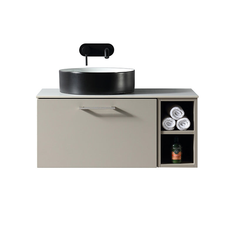 Tailored Bathrooms Piatta Wall Hung 800mm Vanity Unit with Side Storage & Left Hand Sintered Stone Counter Top (1 size, 4 colours) - Brand New Bathrooms