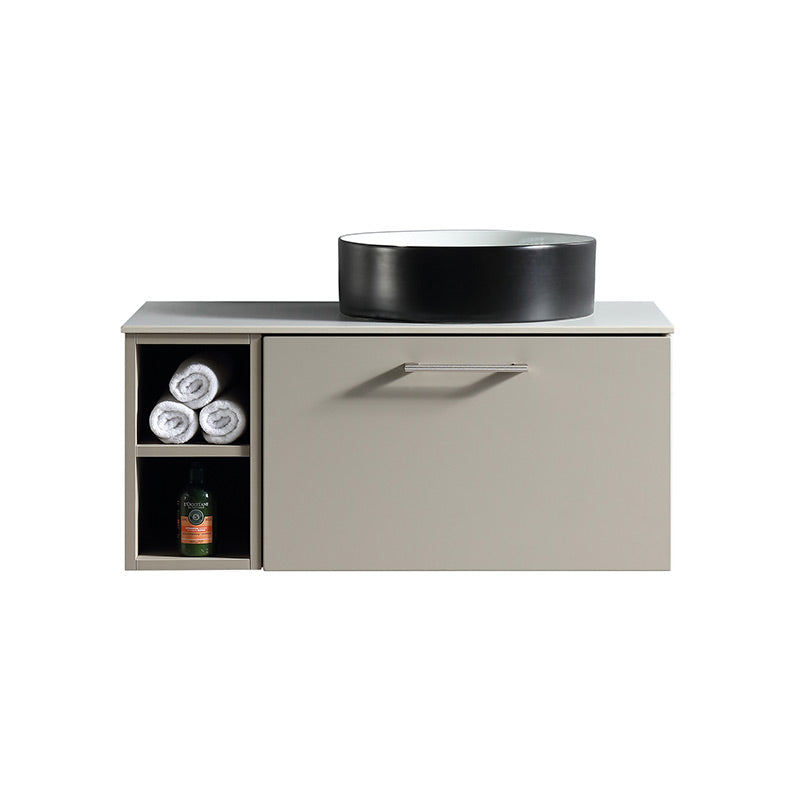 Tailored Bathrooms Piatta Wall Hung 800mm Vanity Unit with Side Storage & Left Hand Sintered Stone Counter Top (1 size, 4 colours) - Brand New Bathrooms