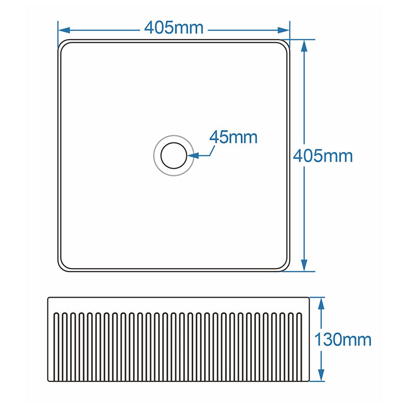 Tailored Bathrooms Flauto Fluted Square Counter Top Basin (Gloss White) - Brand New Bathrooms