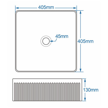 Tailored Bathrooms Flauto Fluted Square Counter Top Basin (Gloss White) - Brand New Bathrooms