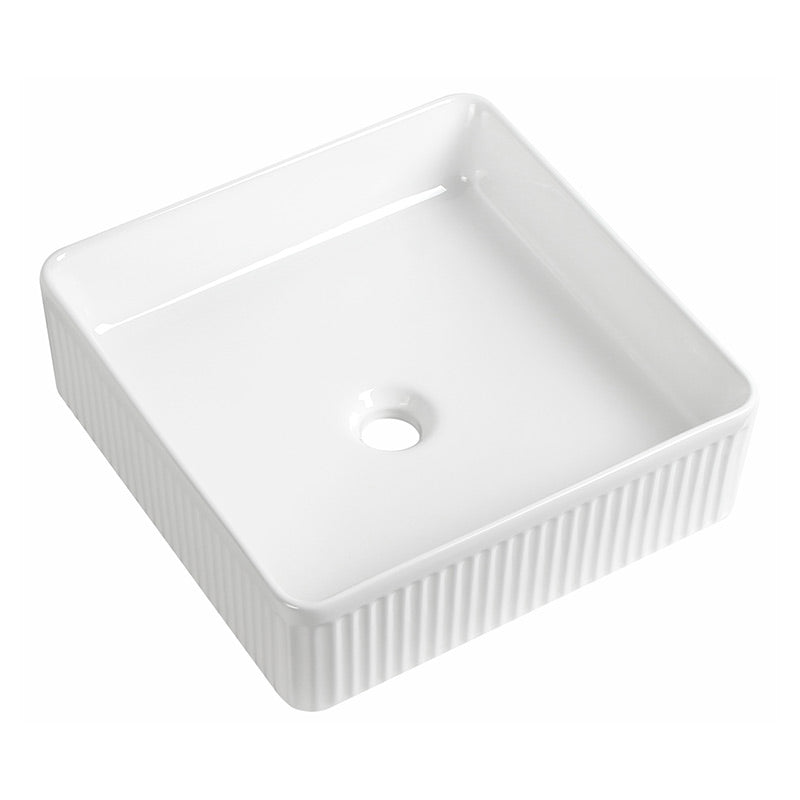 Tailored Bathrooms Flauto Fluted Square Counter Top Basin (Gloss White) - Brand New Bathrooms