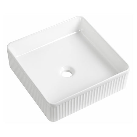 Tailored Bathrooms Flauto Fluted Square Counter Top Basin (Gloss White) - Brand New Bathrooms