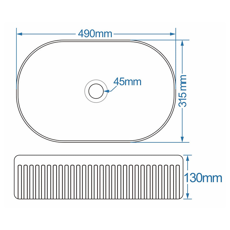 Tailored Bathrooms Flauto Fluted Oval Counter Top Basin (Gloss White) - Brand New Bathrooms