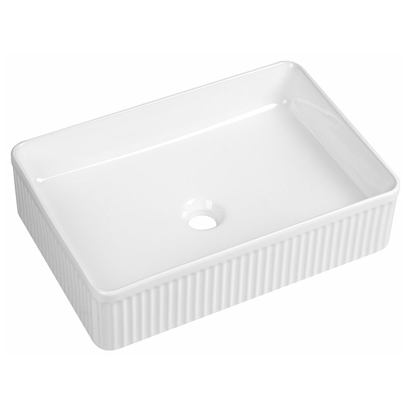 Tailored Bathrooms Flauto Fluted Rectangle Counter Top Basin (Gloss White) - Brand New Bathrooms
