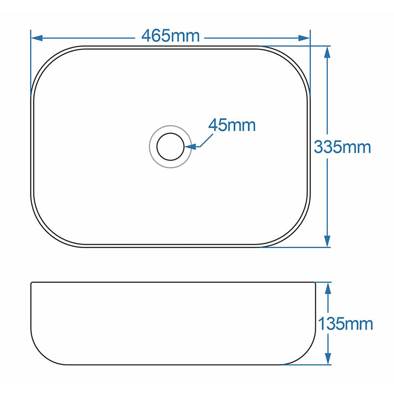 Tailored Bathrooms Orca Curved Counter Top Basin (Black/White) - Brand New Bathrooms