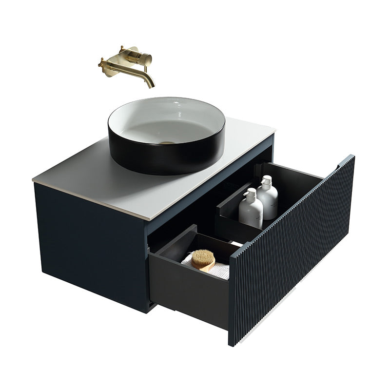 Tailored Bathrooms Flauto Wall Hung 600mm Vanity Unit with Sintered Stone Counter Top (1 size, 4 colours) - Brand New Bathrooms