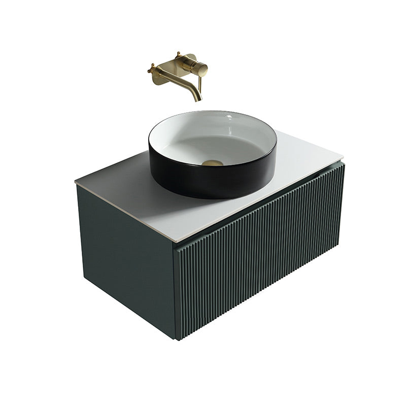 Tailored Bathrooms Flauto Wall Hung 600mm Vanity Unit with Sintered Stone Counter Top (1 size, 4 colours) - Brand New Bathrooms