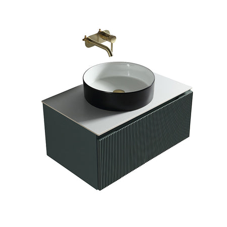Tailored Bathrooms Flauto Wall Hung 600mm Vanity Unit with Sintered Stone Counter Top (1 size, 4 colours) - Brand New Bathrooms