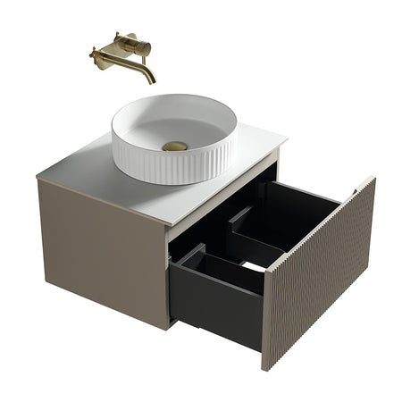 Tailored Bathrooms Flauto Wall Hung 600mm Vanity Unit with Sintered Stone Counter Top (1 size, 4 colours) - Brand New Bathrooms