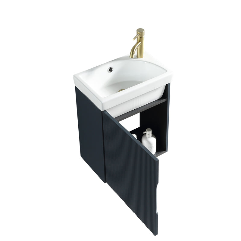Tailored Bathrooms Flauto Mini Cloakroom  Wall Hung Vanity & Basin (1 size, 5 colours) - Brand New Bathrooms