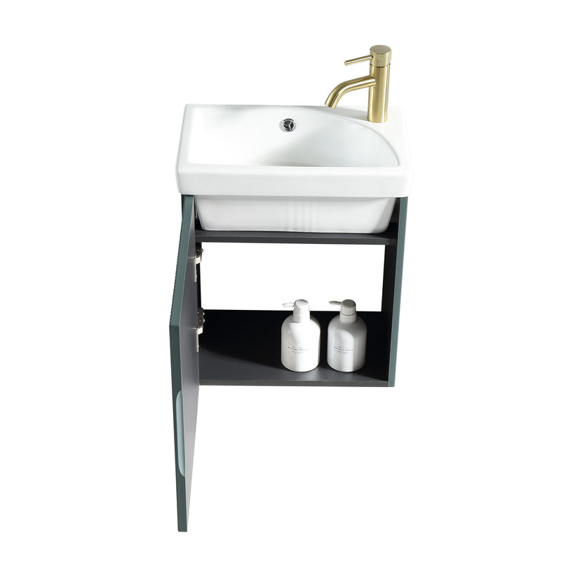 Tailored Bathrooms Flauto Mini Cloakroom  Wall Hung Vanity & Basin (1 size, 5 colours) - Brand New Bathrooms