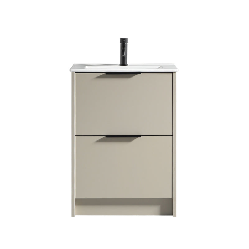 Tailored Bathrooms Sora 600mm Two Drawer Floor Standing Vanity & Ceramic Basin (1 size, 3 colours) VANITY AND BASIN ONLY - Brand New Bathrooms