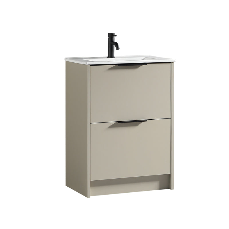 Tailored Bathrooms Sora 600mm Two Drawer Floor Standing Vanity & Ceramic Basin (1 size, 3 colours) VANITY AND BASIN ONLY - Brand New Bathrooms
