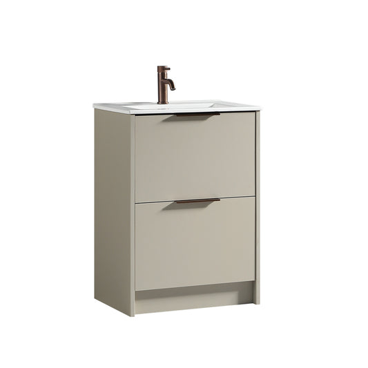 Tailored Bathrooms Sora 600mm Double Drawer Floor Standing Vanity Unit & Ceramic Basin (1 size, 3 colours)