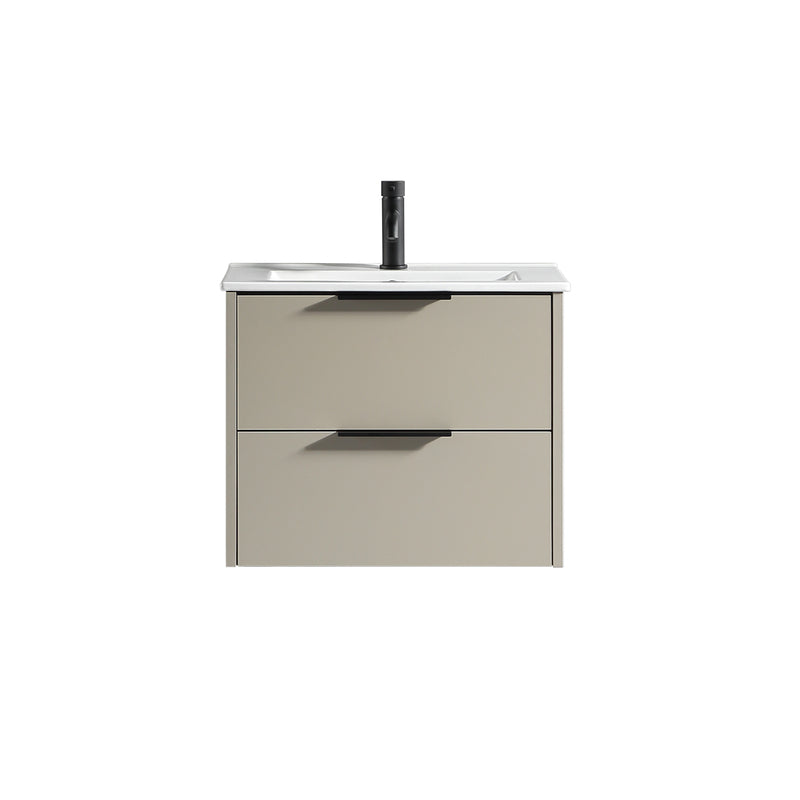 Tailored Bathrooms Sora 600mm Two Drawer Wall Hung Vanity & Ceramic Basin (1 size, 3 colours) - Brand New Bathrooms