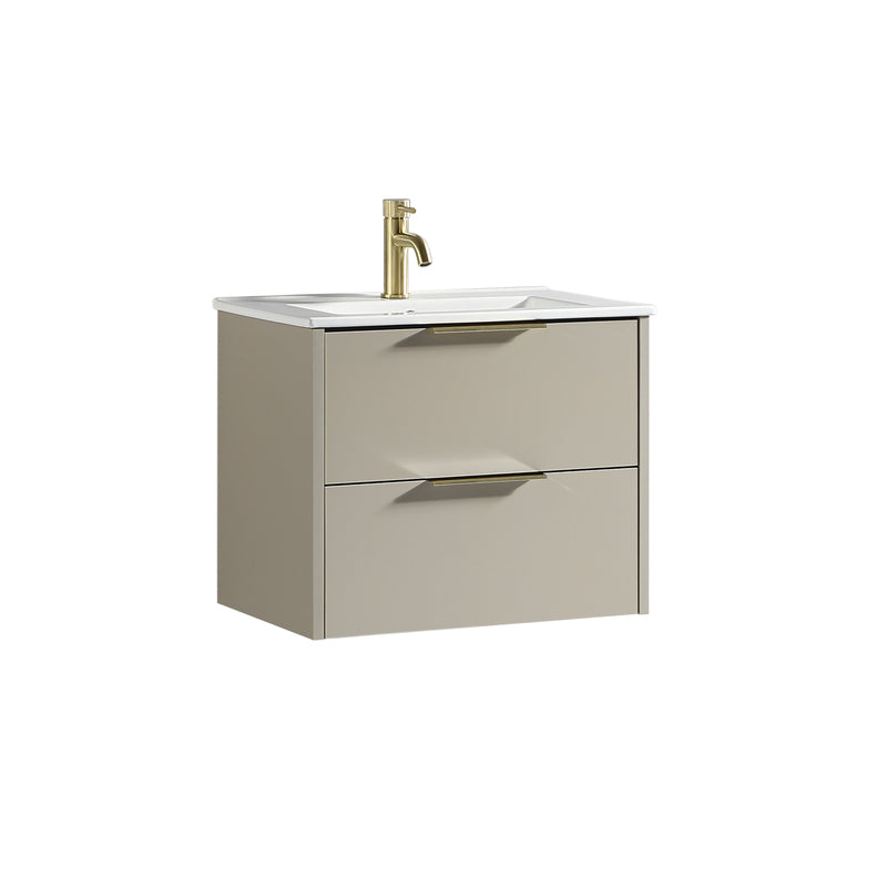 Tailored Bathrooms Sora 600mm Two Drawer Wall Hung Vanity & Ceramic Basin (1 size, 3 colours) - Brand New Bathrooms