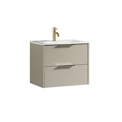Tailored Bathrooms Sora 600mm Two Drawer Wall Hung Vanity & Ceramic Basin (1 size, 3 colours) - Brand New Bathrooms