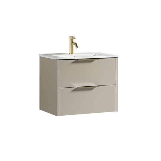 Tailored Bathrooms Sora 600mm Two Drawer Wall Hung Vanity & Ceramic Basin (1 size, 3 colours) - Brand New Bathrooms