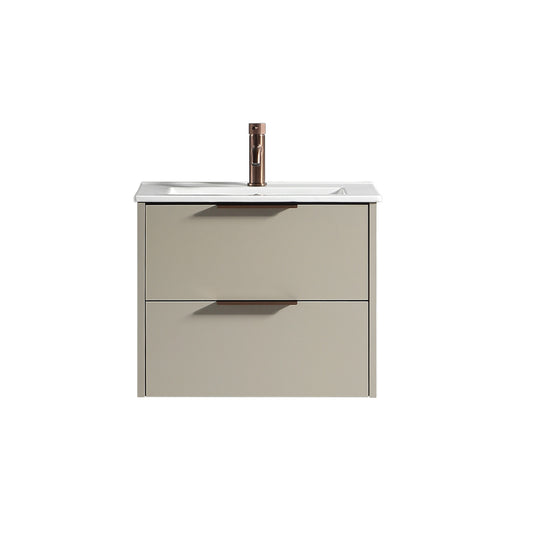 Tailored Bathrooms Sora 600mm Double Drawer Wall Hung Vanity & Ceramic Basin (1 size, 3 colours)