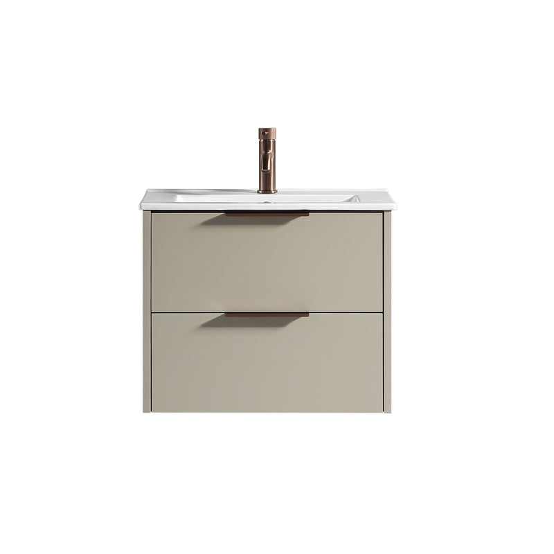 Tailored Bathrooms Sora 600mm Double Drawer Wall Hung Vanity & Ceramic Basin (1 size, 3 colours)