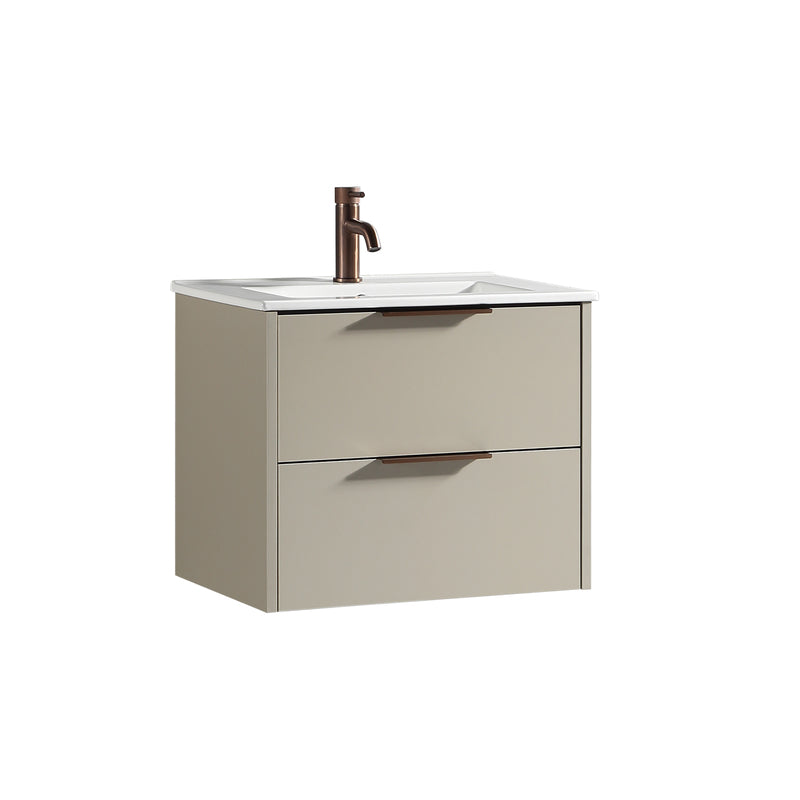 Tailored Bathrooms Sora 600mm Two Drawer Wall Hung Vanity & Ceramic Basin (1 size, 3 colours) - Brand New Bathrooms