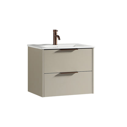 Tailored Bathrooms Sora 600mm Two Drawer Wall Hung Vanity & Ceramic Basin (1 size, 3 colours) - Brand New Bathrooms