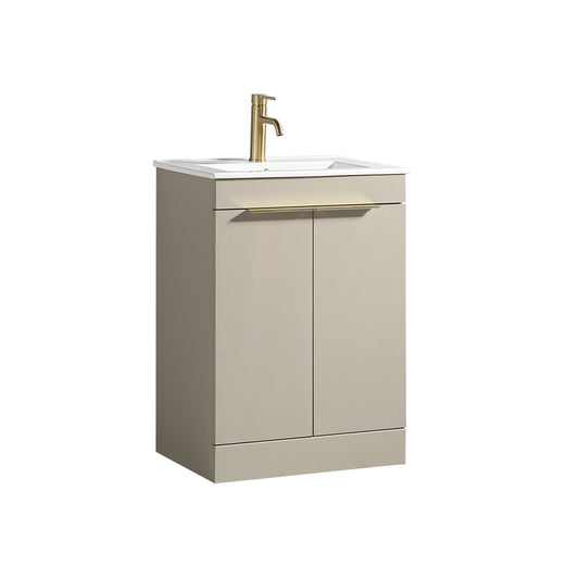 Tailored Bathrooms Sora 600mm Double Door Floor Standing Vanity & Ceramic Basin (1 size, 3 colours)