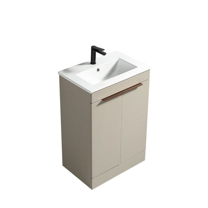 Tailored Bathrooms Sora 600mm Double Door Floor Standing Vanity & Ceramic Basin (1 size, 3 colours)