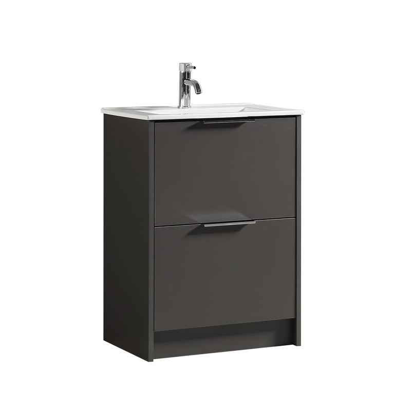 Tailored Bathrooms Sora 600mm Two Drawer Floor Standing Vanity & Ceramic Basin (1 size, 3 colours) VANITY AND BASIN ONLY - Brand New Bathrooms
