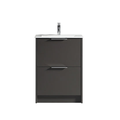 Tailored Bathrooms Sora 600mm Two Drawer Floor Standing Vanity & Ceramic Basin (1 size, 3 colours) VANITY AND BASIN ONLY - Brand New Bathrooms