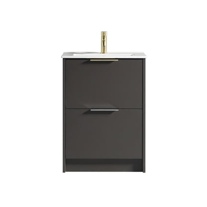 Tailored Bathrooms Sora 600mm Two Drawer Floor Standing Vanity & Ceramic Basin (1 size, 3 colours) VANITY AND BASIN ONLY - Brand New Bathrooms