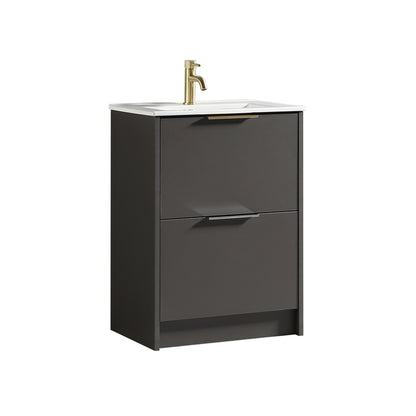 Tailored Bathrooms Sora 600mm Two Drawer Floor Standing Vanity & Ceramic Basin (1 size, 3 colours) VANITY AND BASIN ONLY - Brand New Bathrooms
