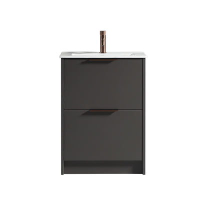 Tailored Bathrooms Sora 600mm Two Drawer Floor Standing Vanity & Ceramic Basin (1 size, 3 colours) VANITY AND BASIN ONLY - Brand New Bathrooms