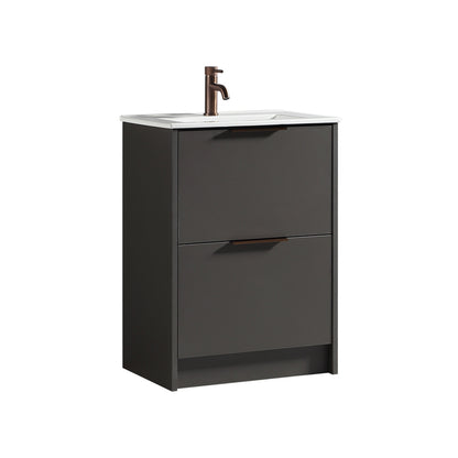 Tailored Bathrooms Sora 600mm Two Drawer Floor Standing Vanity & Ceramic Basin (1 size, 3 colours) VANITY AND BASIN ONLY - Brand New Bathrooms