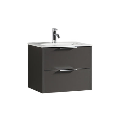 Tailored Bathrooms Sora 600mm Two Drawer Wall Hung Vanity & Ceramic Basin (1 size, 3 colours) - Brand New Bathrooms