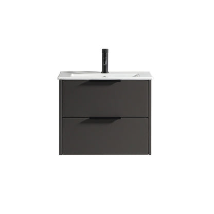 Tailored Bathrooms Sora 600mm Two Drawer Wall Hung Vanity & Ceramic Basin (1 size, 3 colours) - Brand New Bathrooms