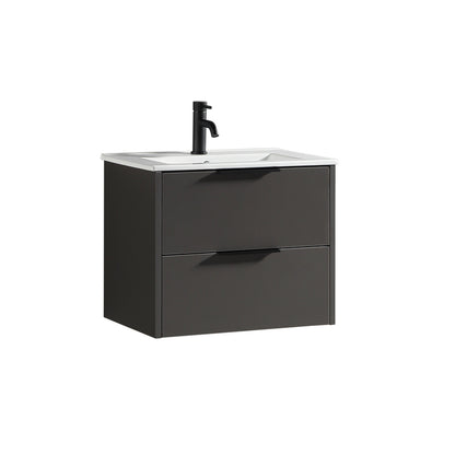 Tailored Bathrooms Sora 600mm Two Drawer Wall Hung Vanity & Ceramic Basin (1 size, 3 colours) - Brand New Bathrooms