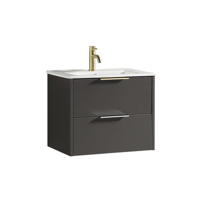 Tailored Bathrooms Sora 600mm Two Drawer Wall Hung Vanity & Ceramic Basin (1 size, 3 colours) - Brand New Bathrooms
