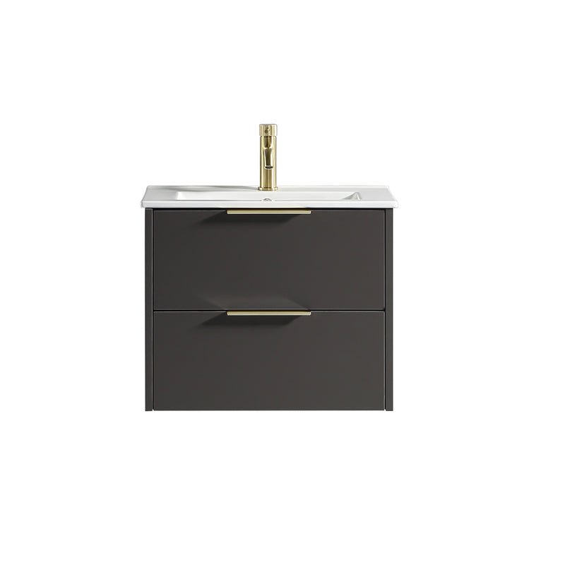 Tailored Bathrooms Sora 600mm Two Drawer Wall Hung Vanity & Ceramic Basin (1 size, 3 colours) - Brand New Bathrooms