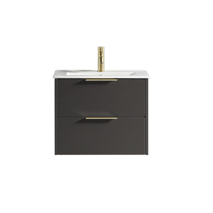 Tailored Bathrooms Sora 600mm Two Drawer Wall Hung Vanity & Ceramic Basin (1 size, 3 colours) - Brand New Bathrooms