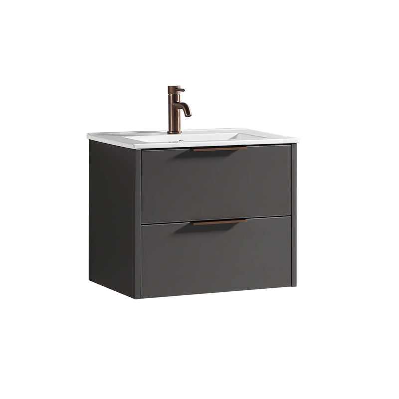 Tailored Bathrooms Sora 600mm Two Drawer Wall Hung Vanity & Ceramic Basin (1 size, 3 colours) - Brand New Bathrooms