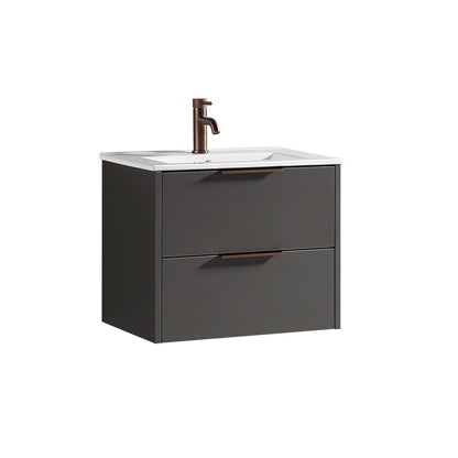 Tailored Bathrooms Sora 600mm Two Drawer Wall Hung Vanity & Ceramic Basin (1 size, 3 colours) - Brand New Bathrooms